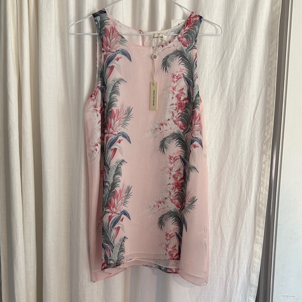 Max Studio Floral Pink Sleeveless Top